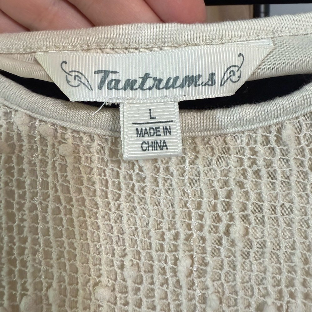 Tantrums Cream Crochet Sequin Tunic Blouse Boho - Picture 5 of 7